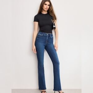Good American Dark Blue Flare Jeans Tall